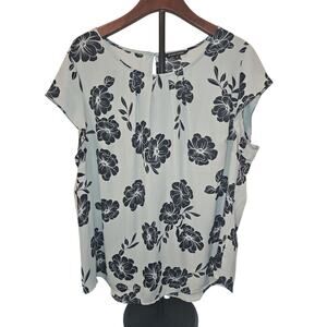 41 Hawthorne plus size 2X floral‎ top sea green color summer top stretchy